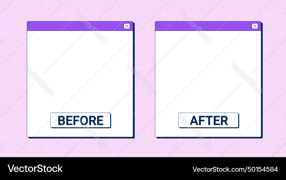 Before and after template comparison background vector image