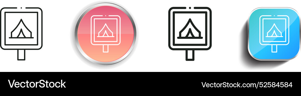 Camping zone icon thin linear regular and button Camping zone icon thin linear regular and button vector image