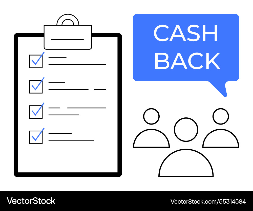 Cash back program with checklist and customer Cash back program with checklist and customer Vector Image
