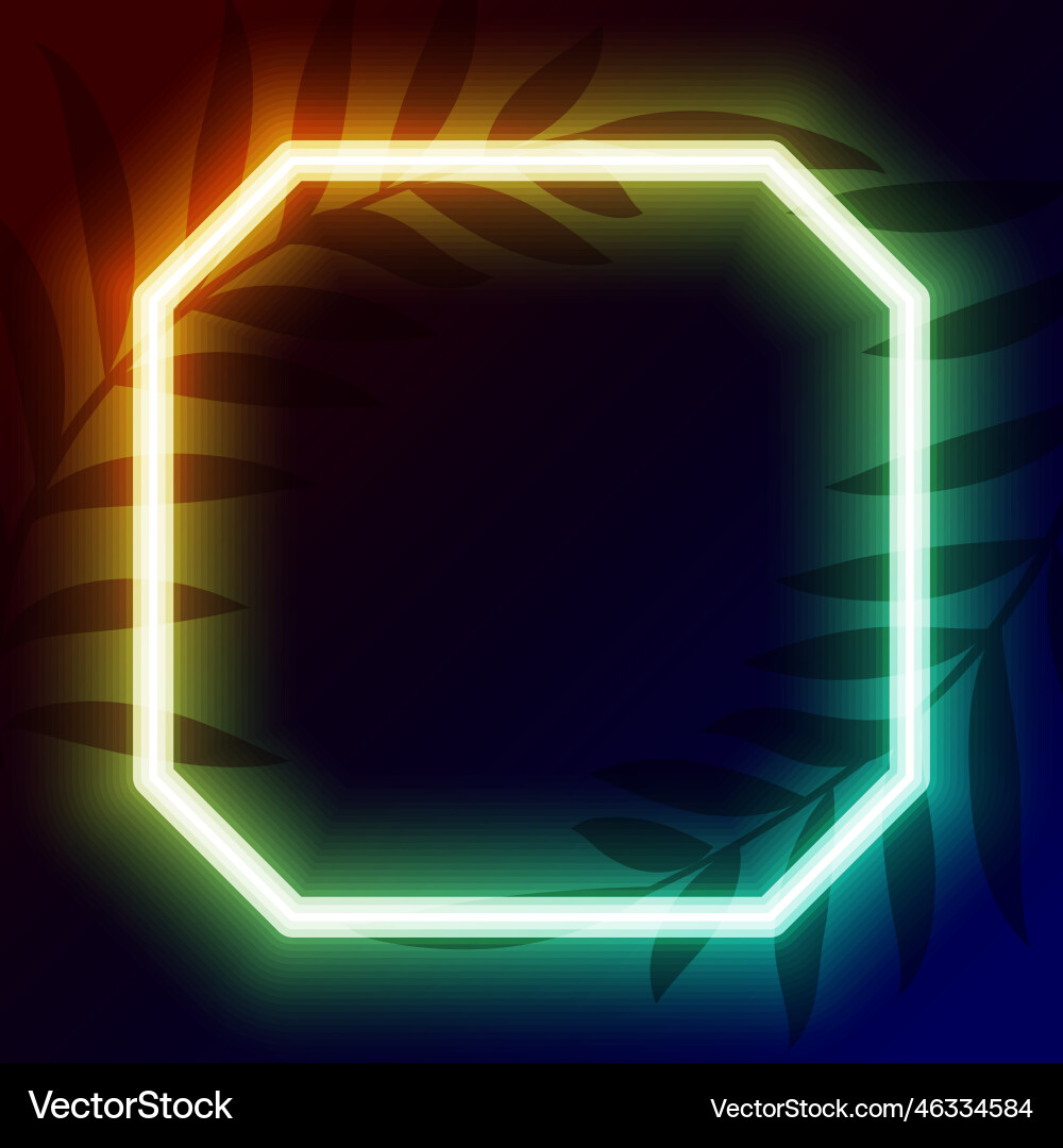 Geometric neon frame design with text space vector image