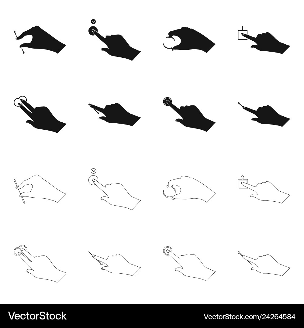 Isolated object of touchscreen and hand sign set Isolated object of touchscreen and hand sign set vector image