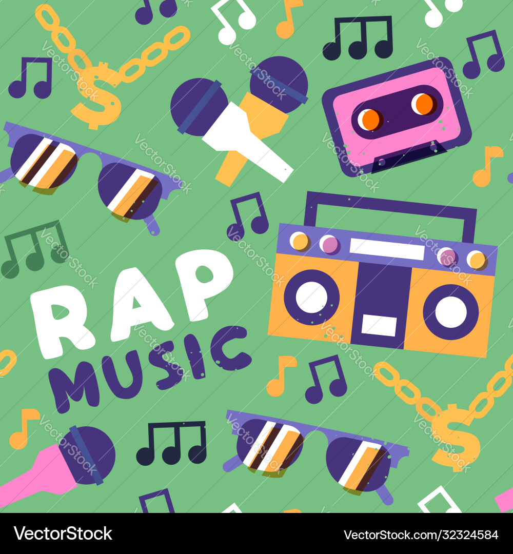 Rap music seamless pattern urban street art icon