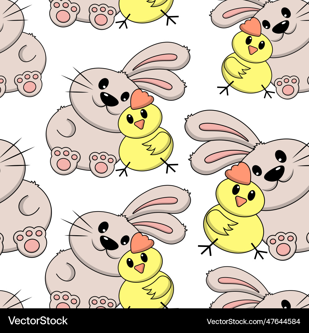 Seamless pattern with cute cartoon rabbit Seamless pattern with cute cartoon rabbit Vector Image