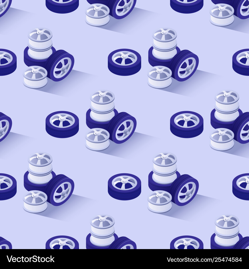 Seamless pattern with wheels disks tires stacks Vector Image