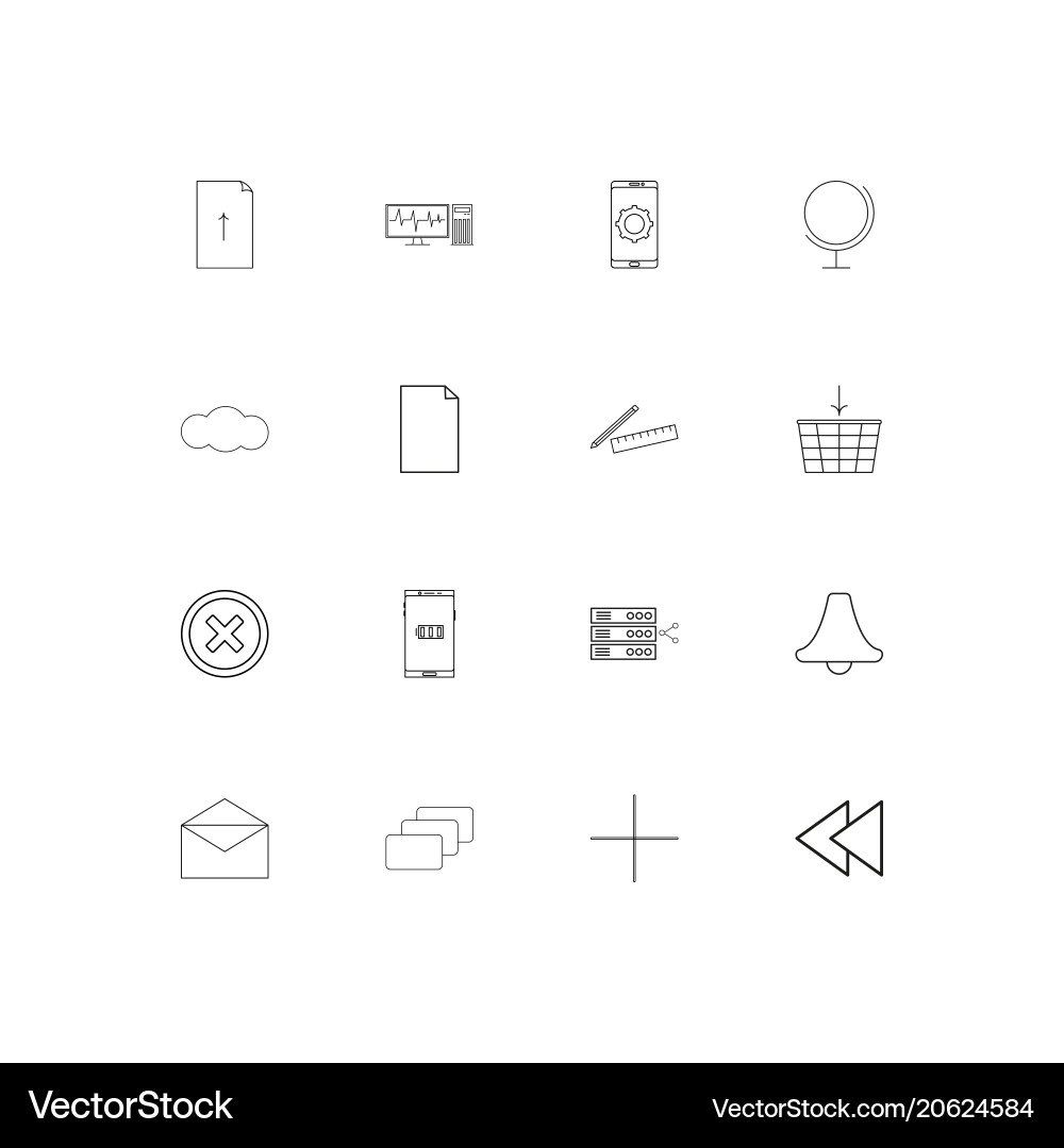 Web and text simple linear icons set outlined vector image