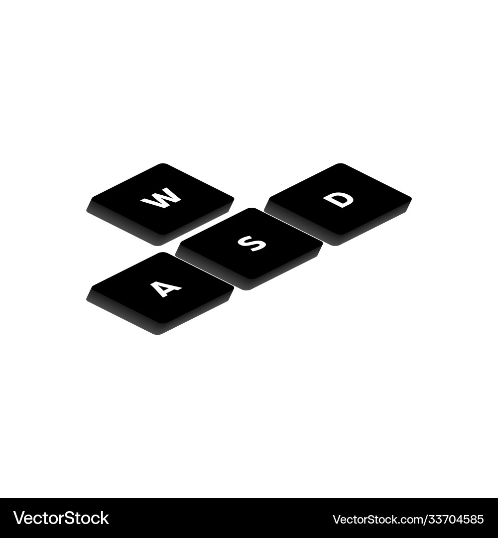 3d keyboard buttons wasd computer cybersport 3d keyboard buttons wasd computer cybersport Vector Image