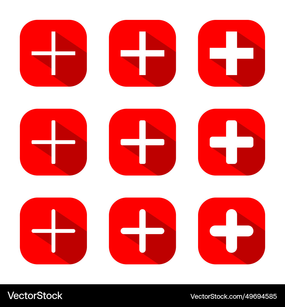 Add icon set collection on red square Add icon set collection on red square vector image