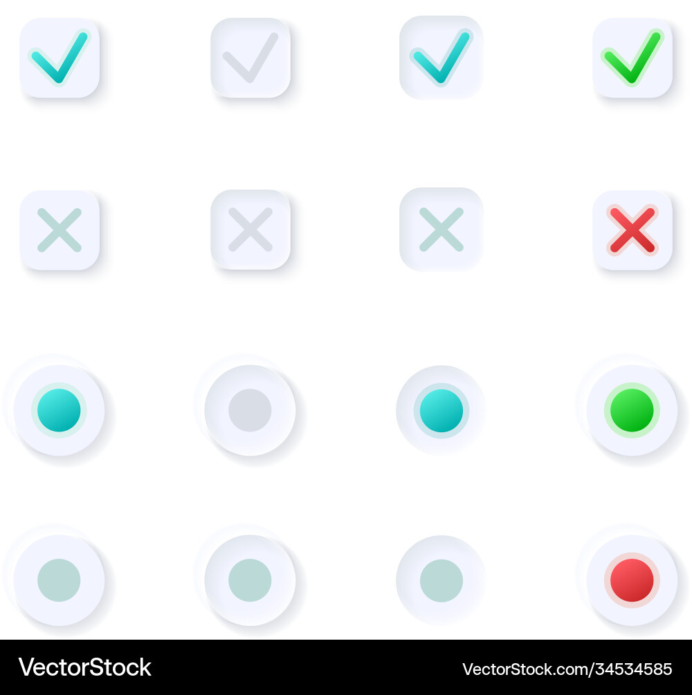 Aktive und inaktive Marken ui Elemente Kit Aktive und inaktive Marken ui Elemente Kit vektorbild