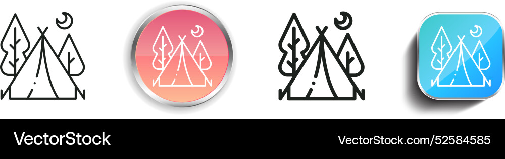 Camping icon thin linear regular and button style Camping icon thin linear regular and button style vector image