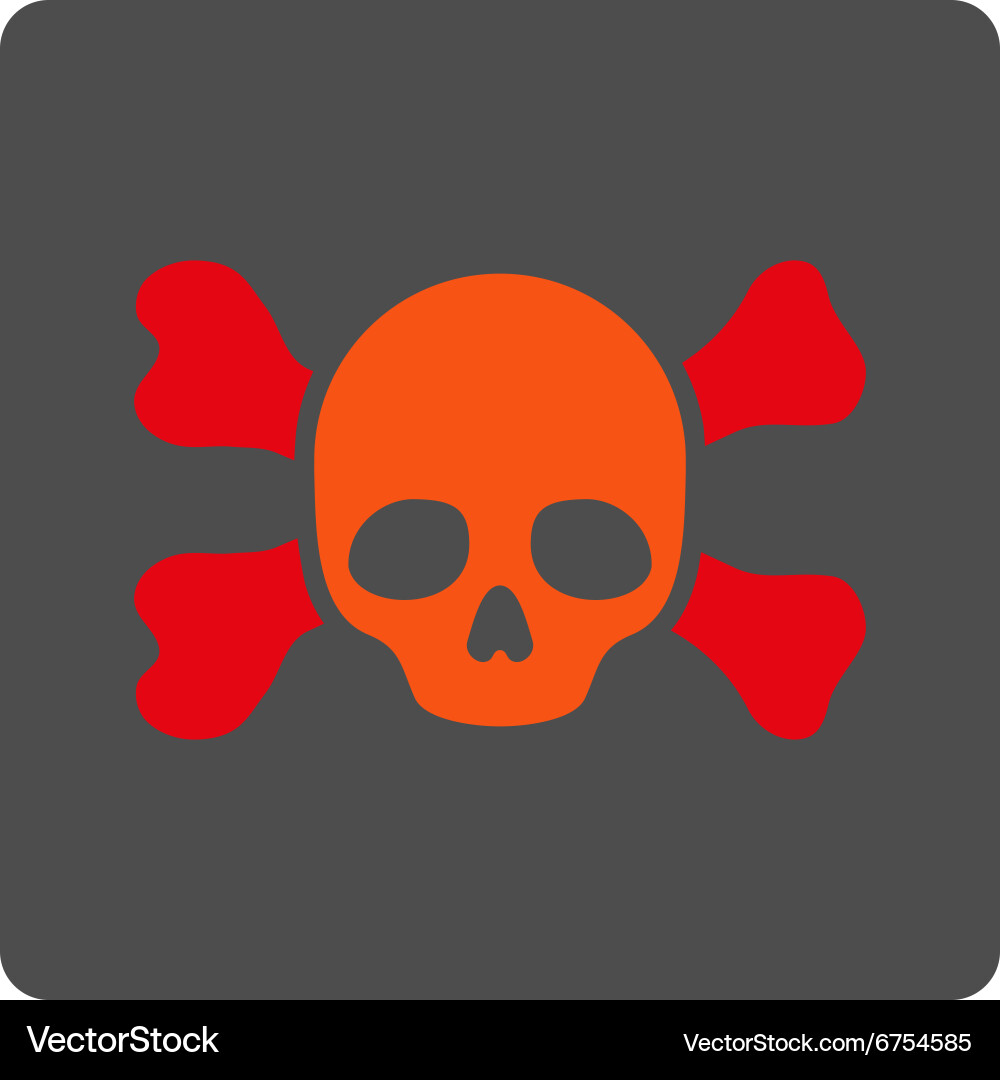 Death and bones rounded square button Vector Image