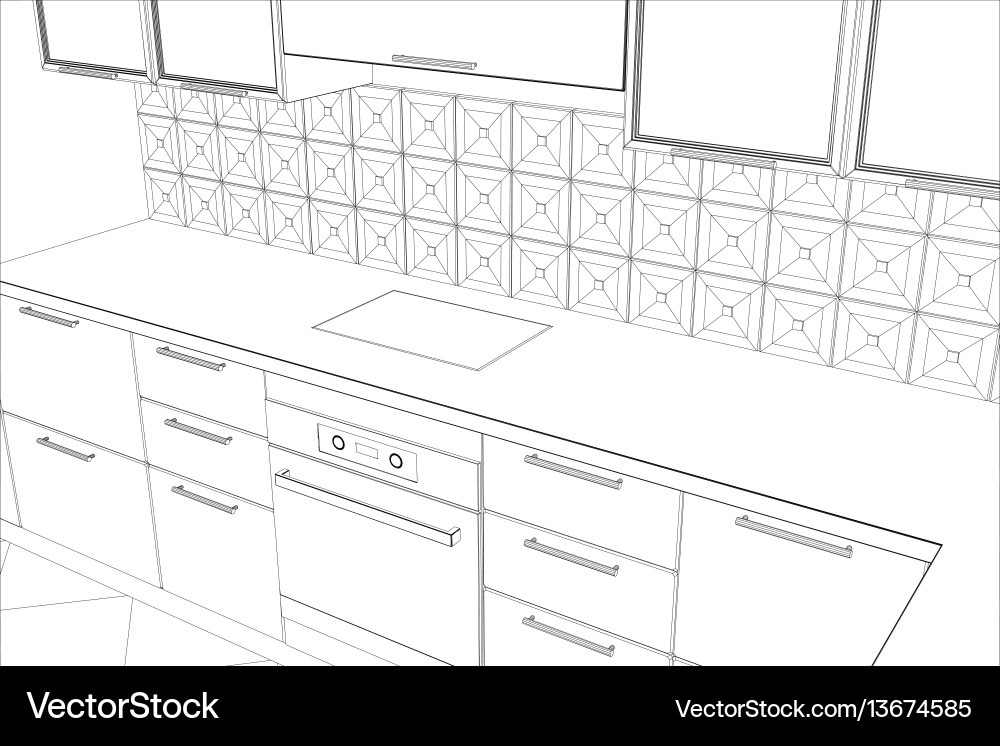 Design process in wire-frame vector image