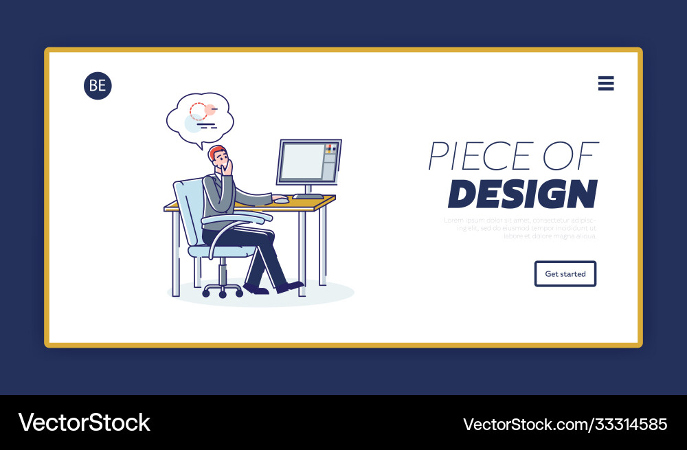 Designer thinking at new project design web Designer thinking at new project design web vector image
