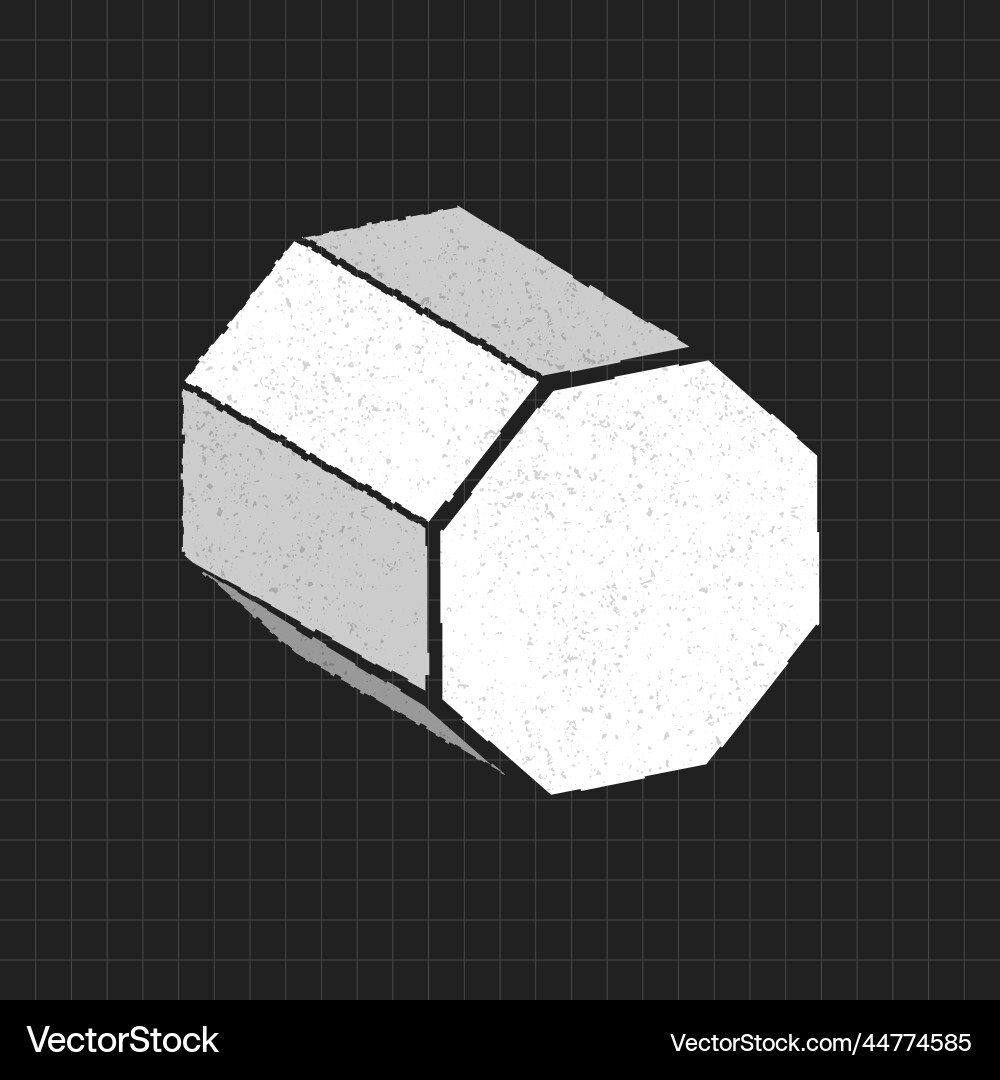 Distorted 3d octagonal prism on a black background vector image
