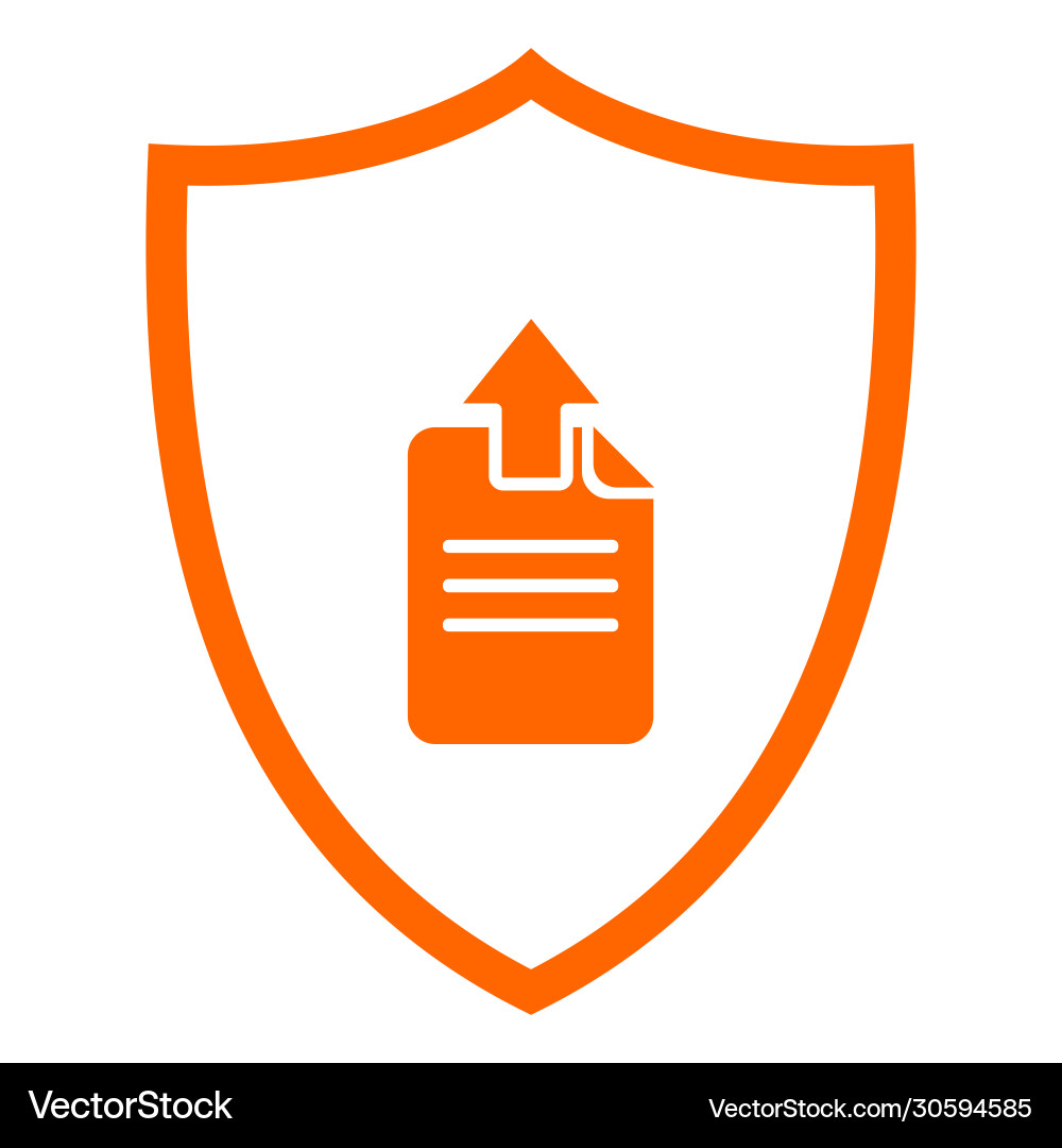Document upload and shield vector image