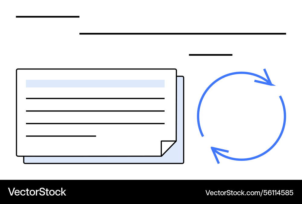Document with circular arrows representing process Document with circular arrows representing process Vector Image