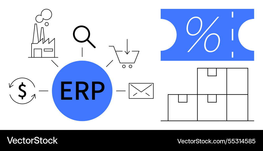 Integration of erp system in business operations Integration of erp system in business operations Vector Image