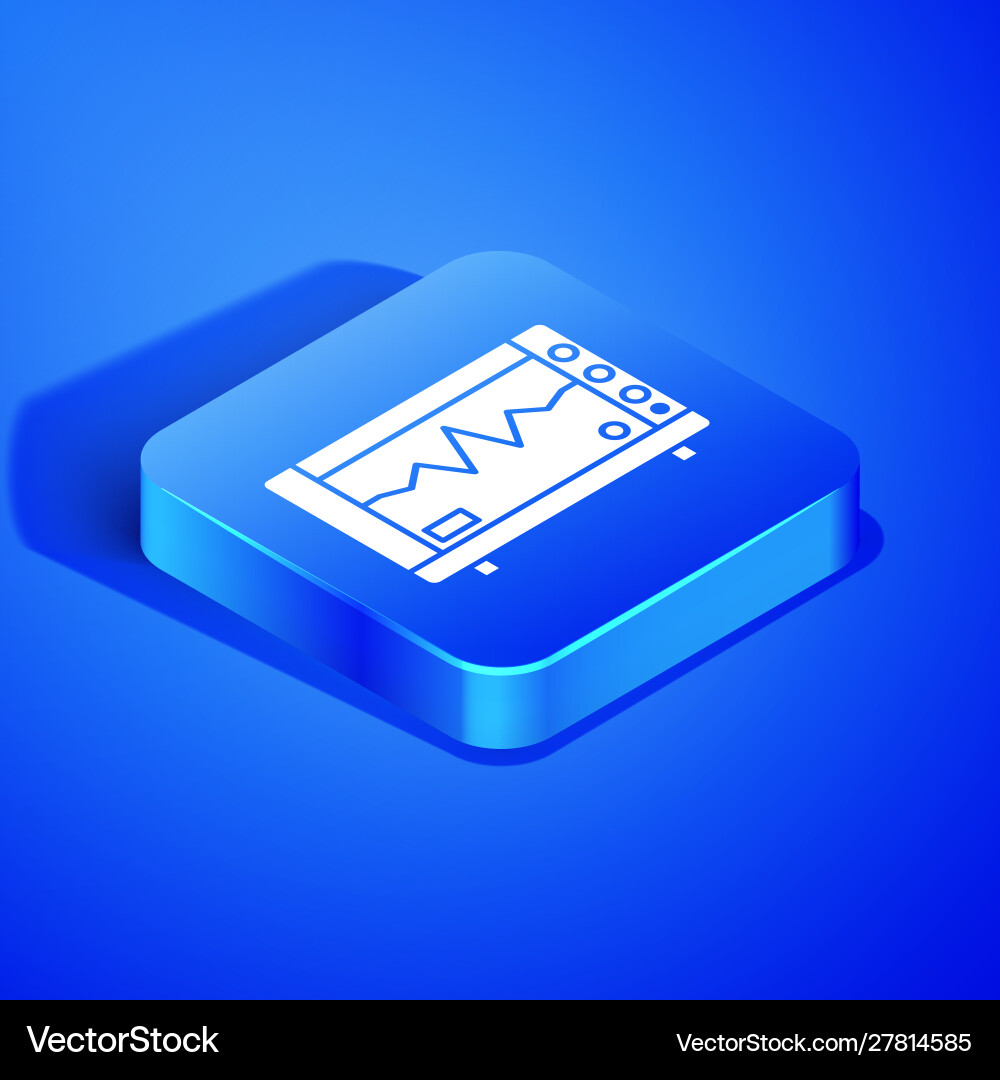 Isometric computer monitor with cardiogram icon Isometric computer monitor with cardiogram icon Vector Image