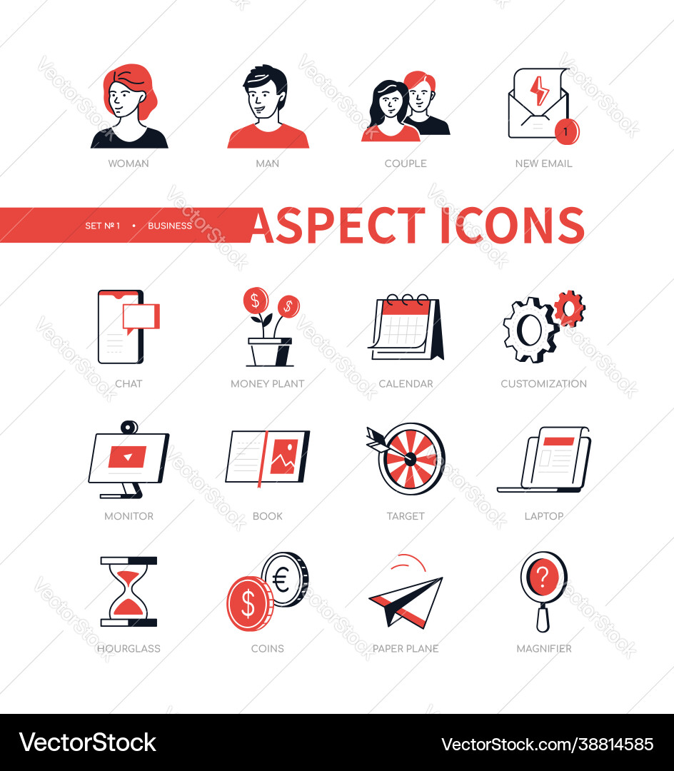 Office and workflow - line design style icons set Office and workflow - line design style icons set vector image