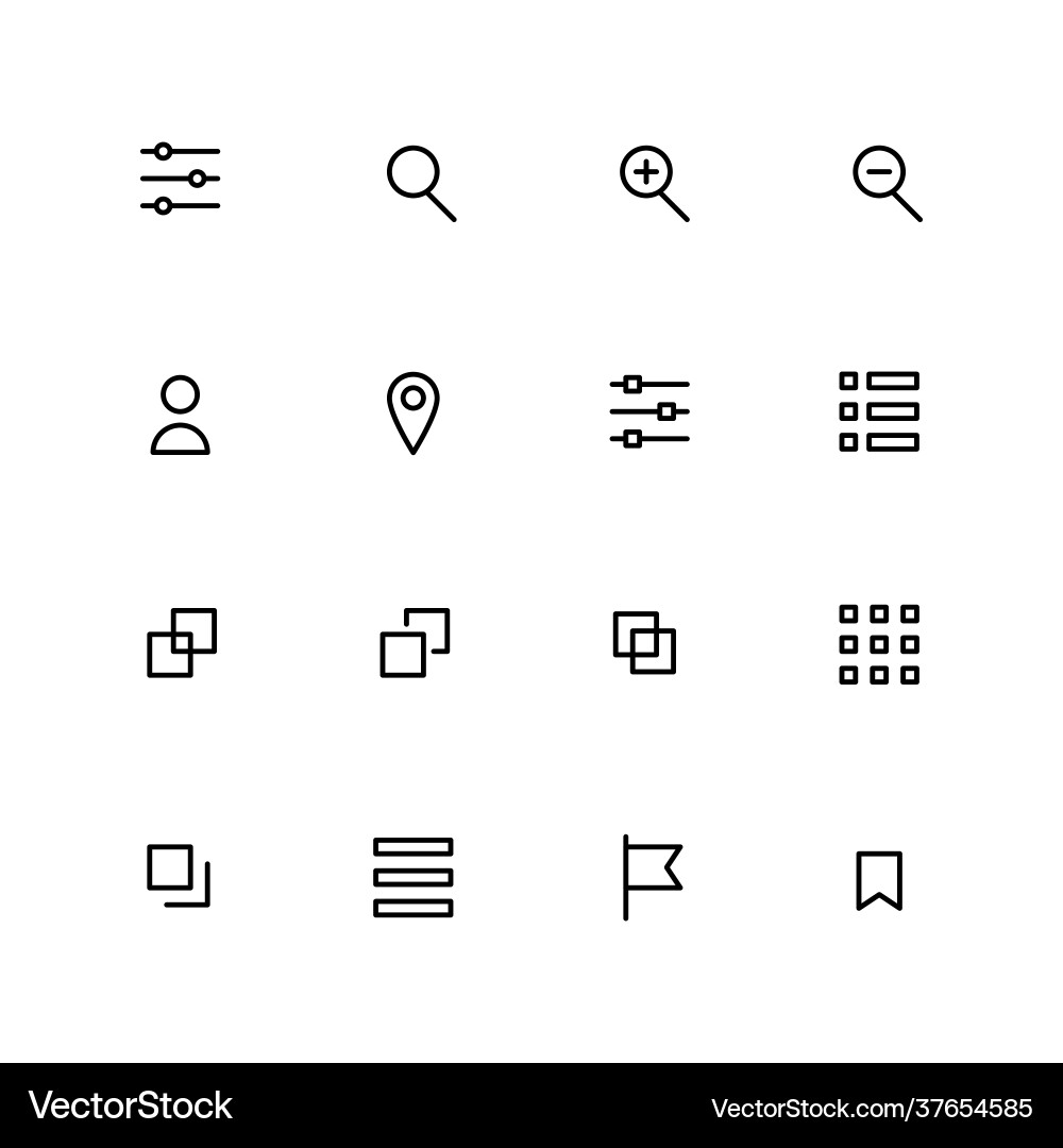 Pixel perfect editable stroke simple ui icons vector image