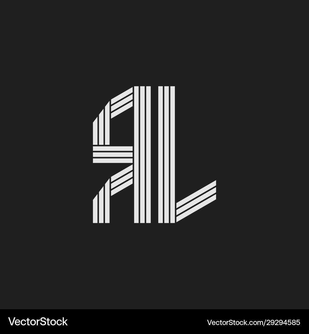 Rl logo monogram with outline style linked Vector Image