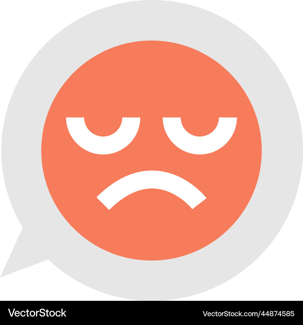 Sad face emoji on text box in minimal style vector image