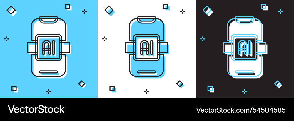 Set artificial intelligence ai icon isolated Set artificial intelligence ai icon isolated Vector Image