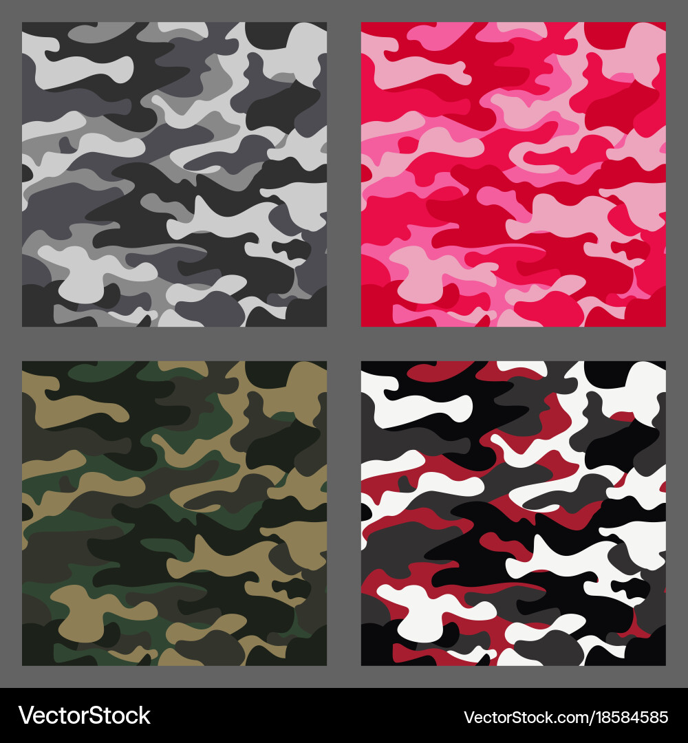 Set of camouflage seamless patterns background vector image