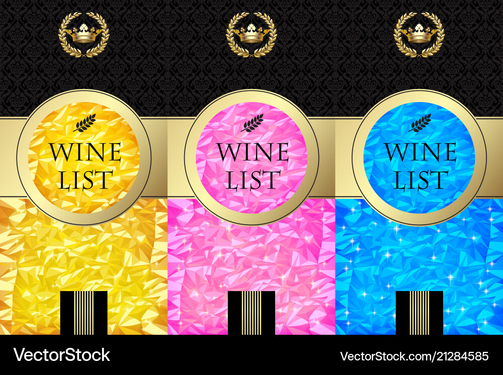 Set of wine lists template and labels with color Set of wine lists template and labels with color vector image