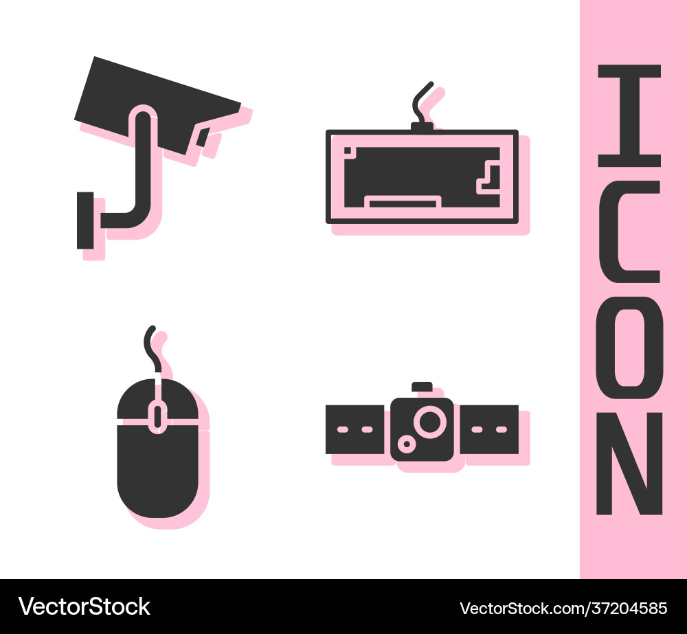 Set smartwatch security camera computer mouse Set smartwatch security camera computer mouse vector image