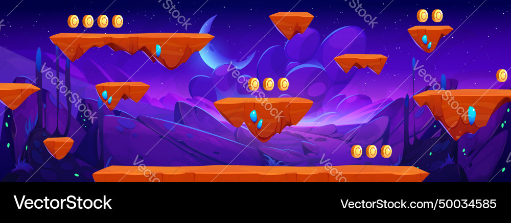 Space adventure game map with floating platforms Vector Image