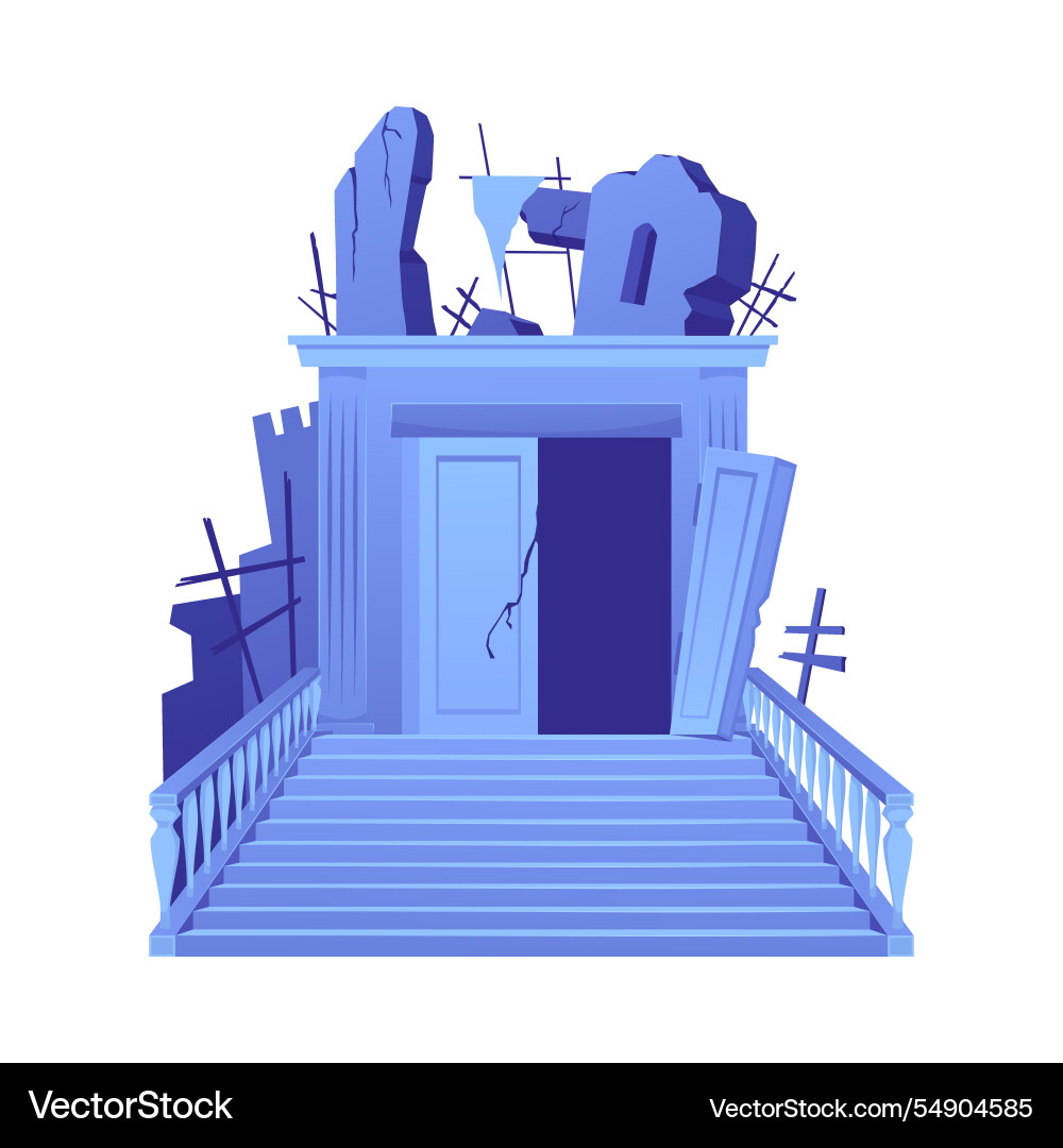 Sunken ancient city stairway entrance to ruined Sunken ancient city stairway entrance to ruined vector image
