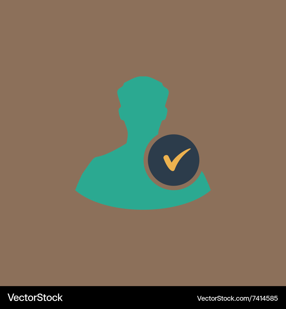 User profile sign web icon with check mark glyph vector image