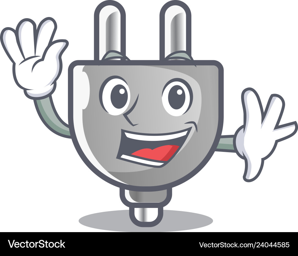 Waving power plug in the character shape Waving power plug in the character shape Vector Image