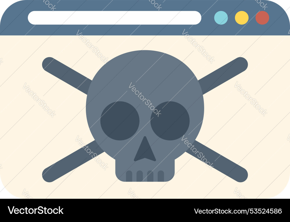 Browser window displaying skull and crossbones Browser window displaying skull and crossbones vector image