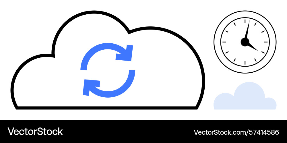Cloud synchronization with time management concept Cloud synchronization with time management concept vector image