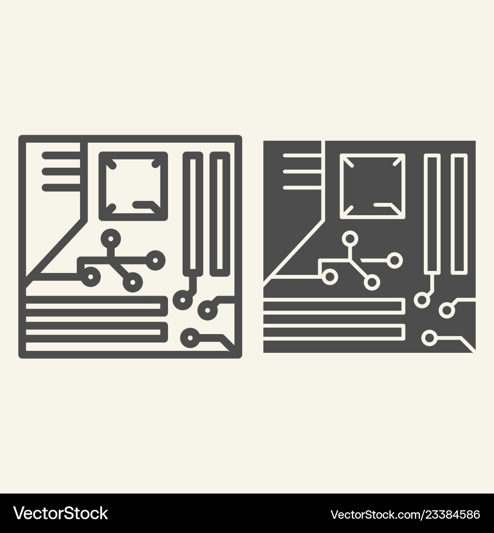 Cpu line and glyph icon microprocessor Cpu line and glyph icon microprocessor vector image