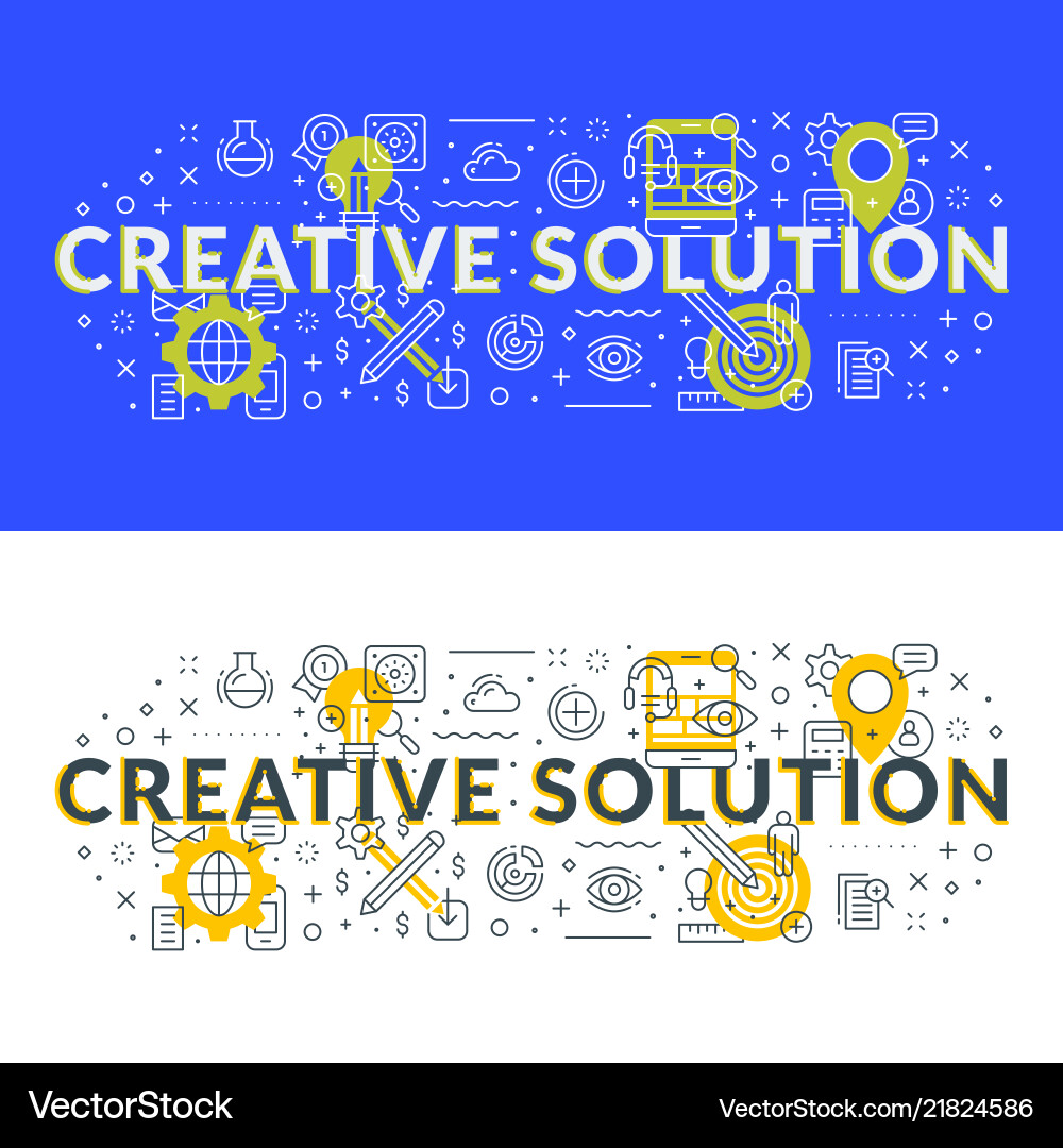 Creative solution flat line concept for web Creative solution flat line concept for web vector image