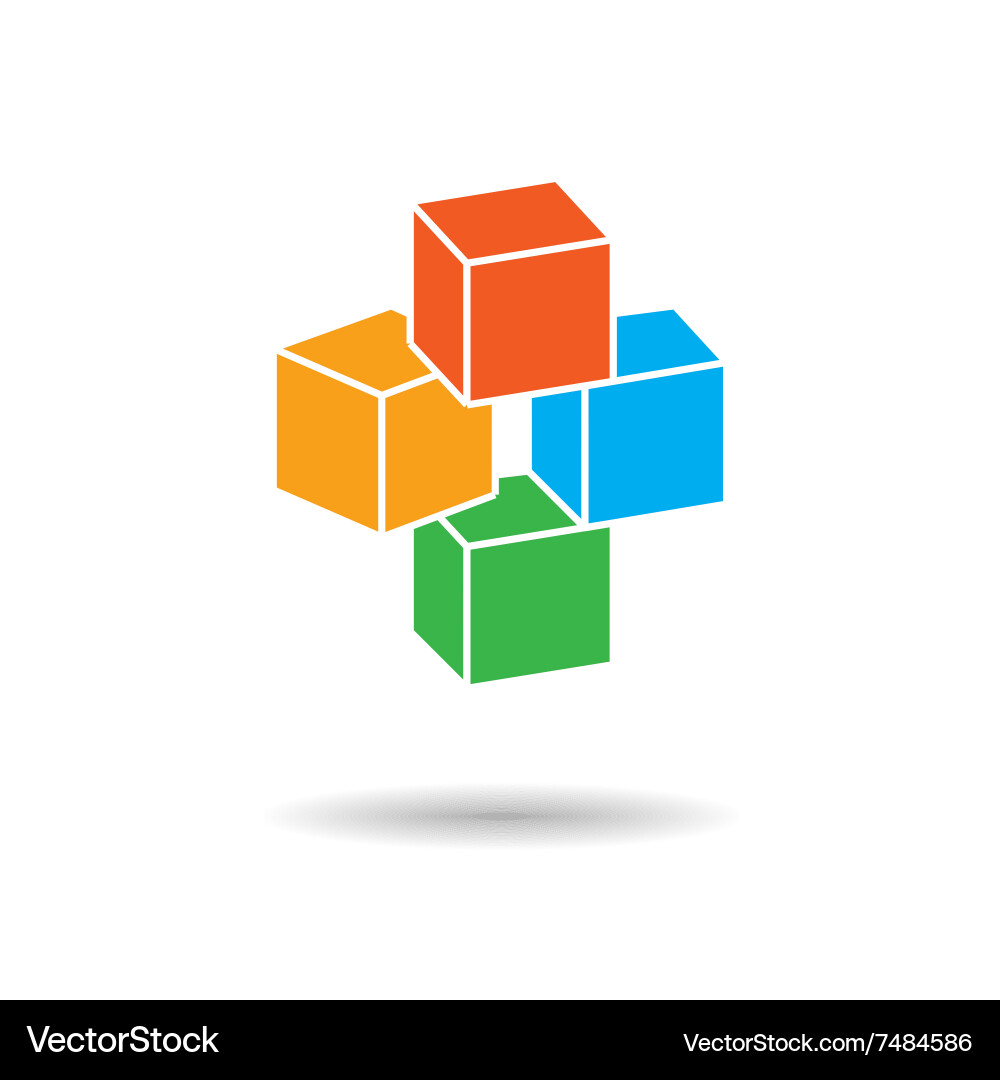 Cube three-dimensional icon perspective view vector image