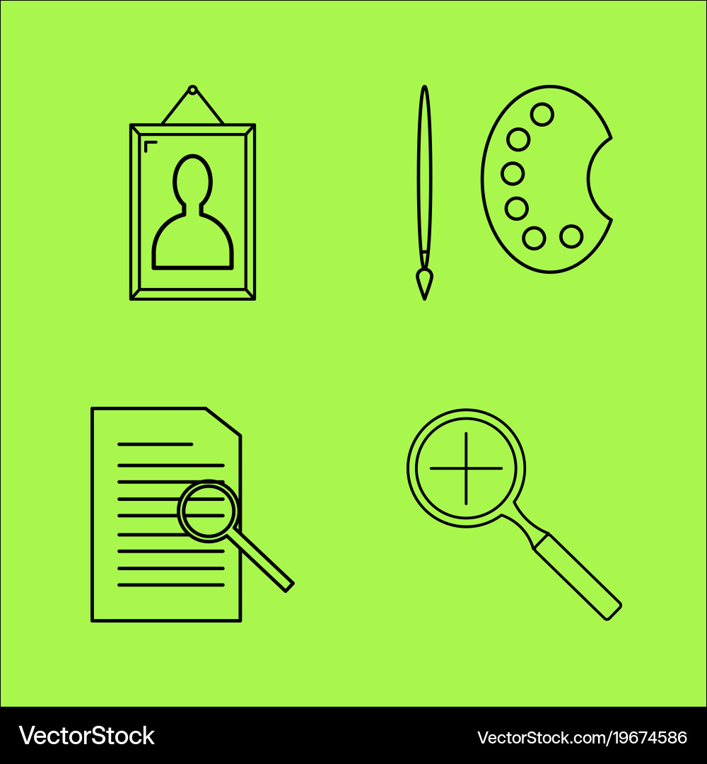 Design elements simple linear outline icon set vector image
