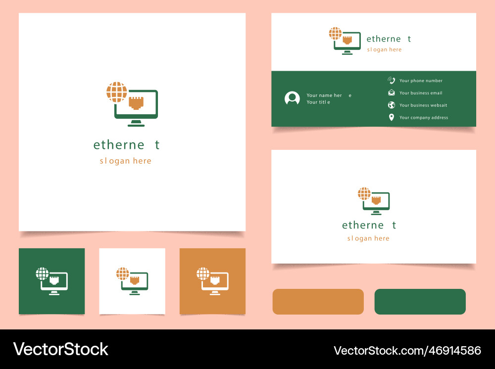 Ethernet logo design with editable slogan Ethernet logo design with editable slogan vector image