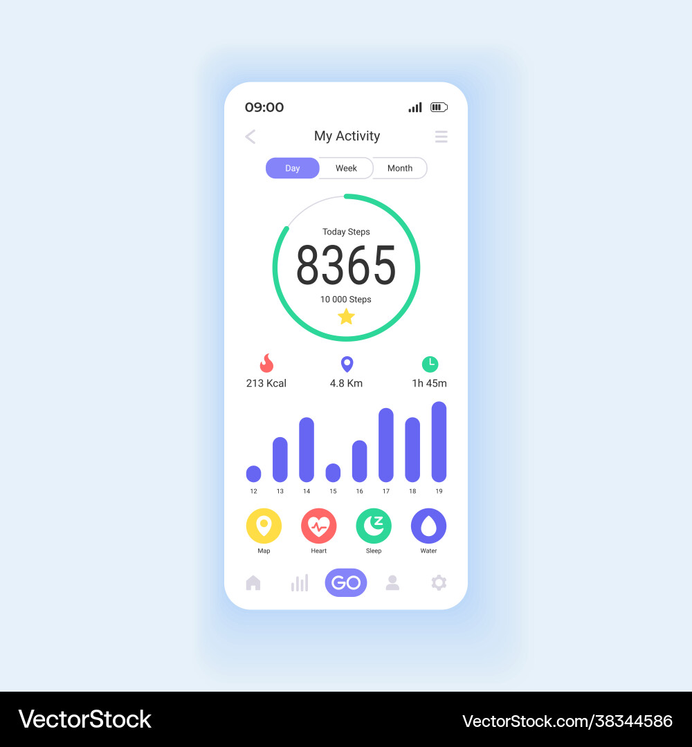 Exercise tracker smartphone interface template Exercise tracker smartphone interface template vector image