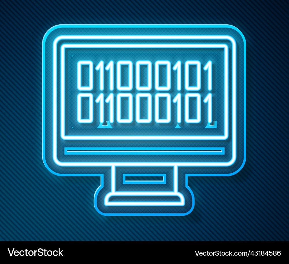 Glowing neon line binary code icon isolated vector image