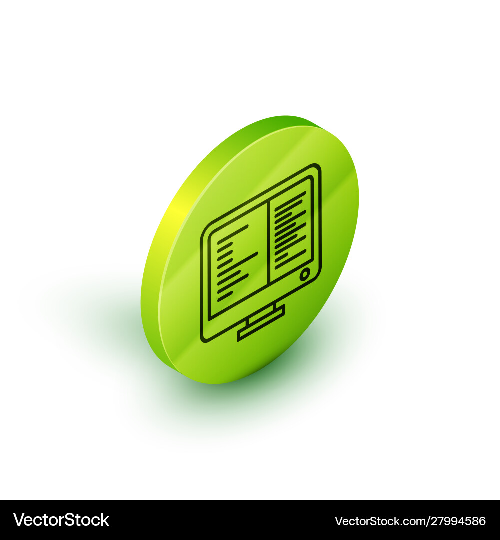 Isometric line computer monitor screen icon Vector Image