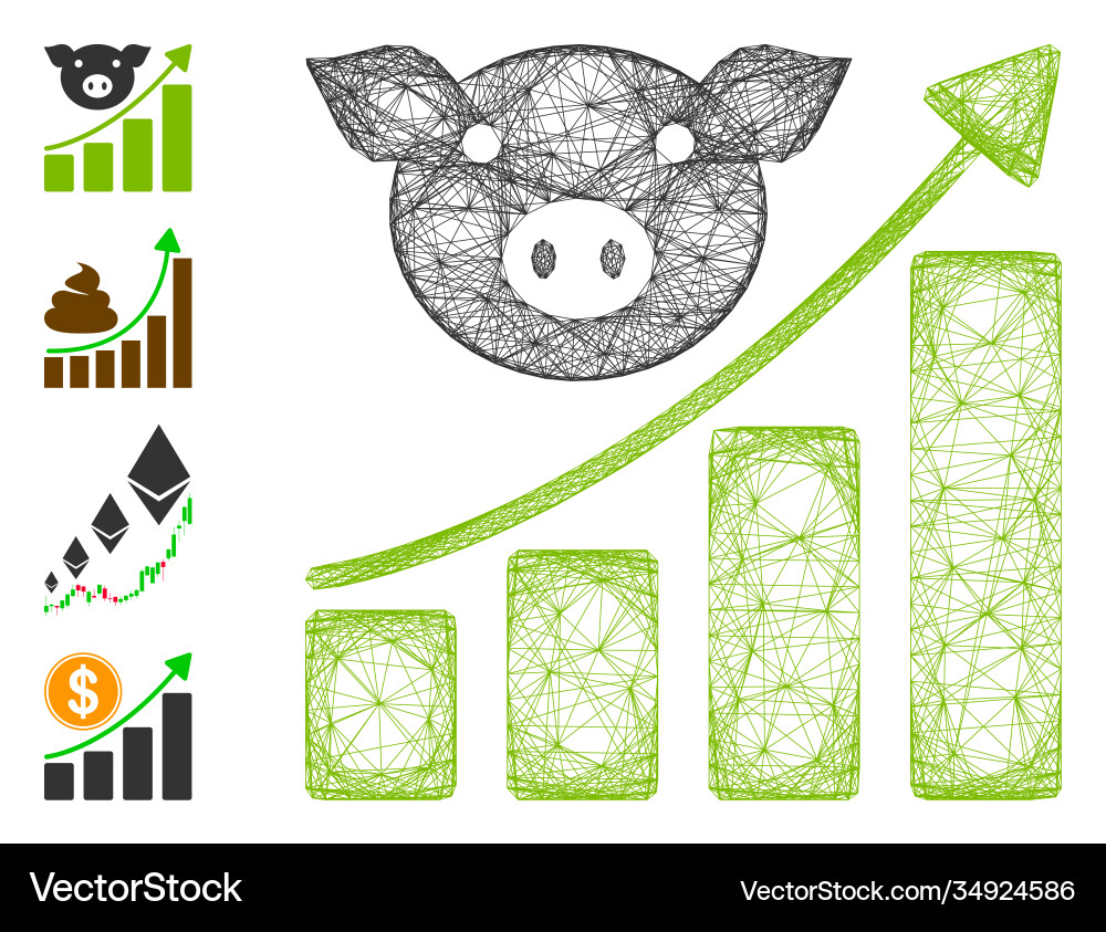Linear pig growing chart mesh Linear pig growing chart mesh vector image
