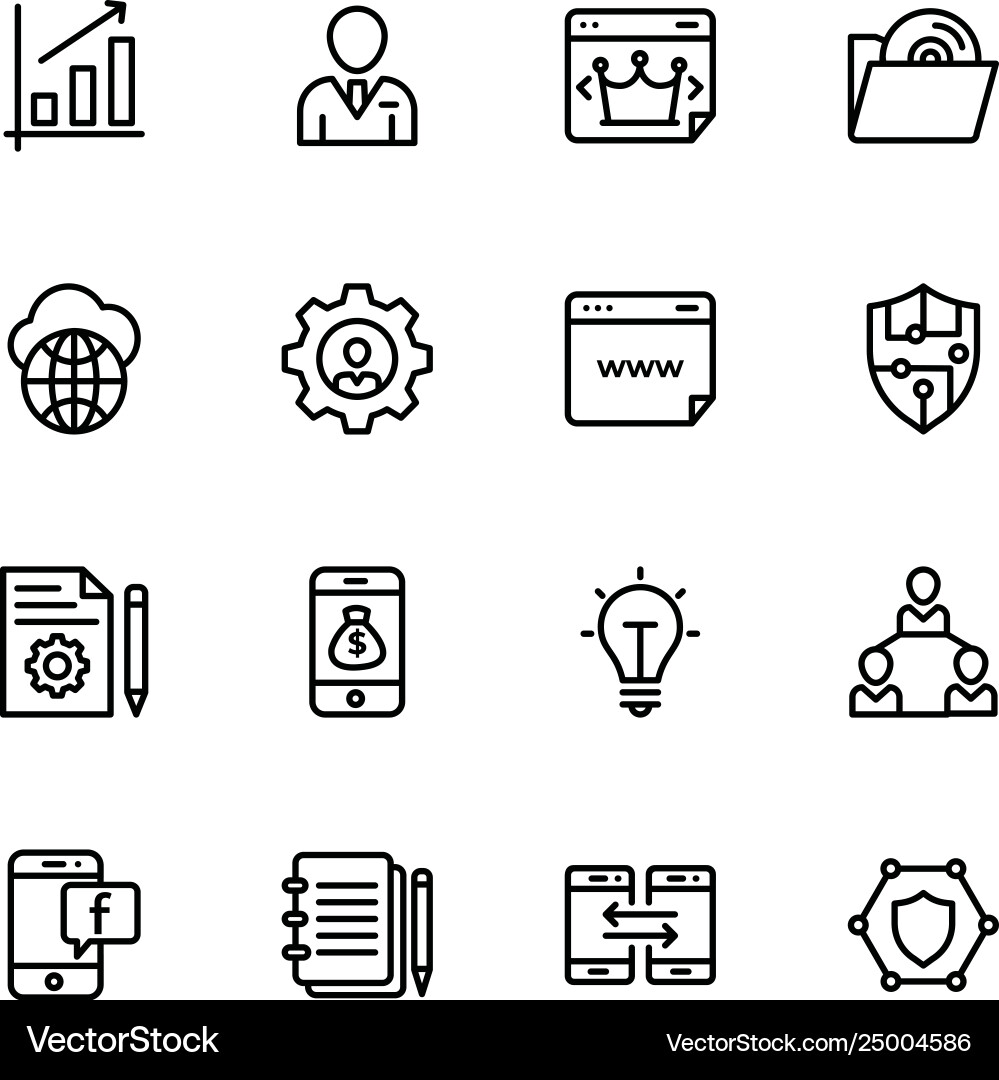List seo and web line icons Vector Image