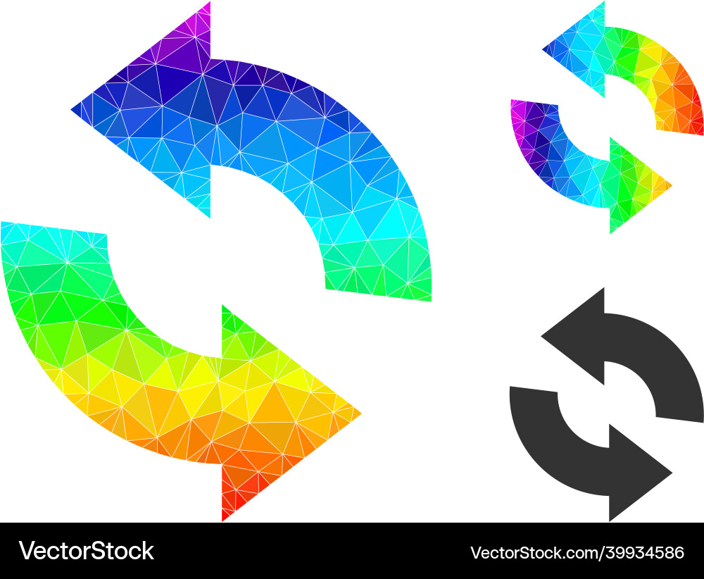 Lowpoly refresh icon with spectrum gradient Vector Image