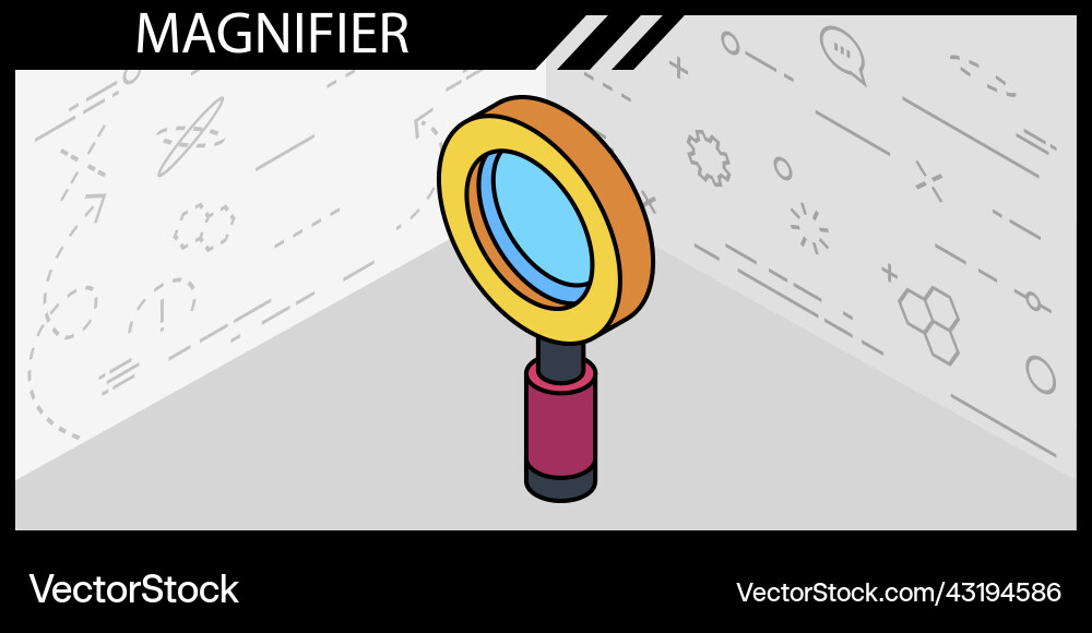 Magnifier isometric design icon web 3d colorful Magnifier isometric design icon web 3d colorful vector image