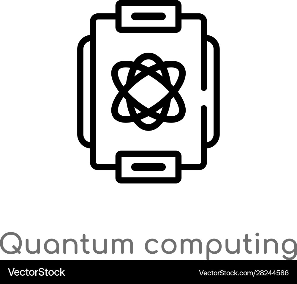 Outline quantum computing icon isolated black Outline quantum computing icon isolated black vector image