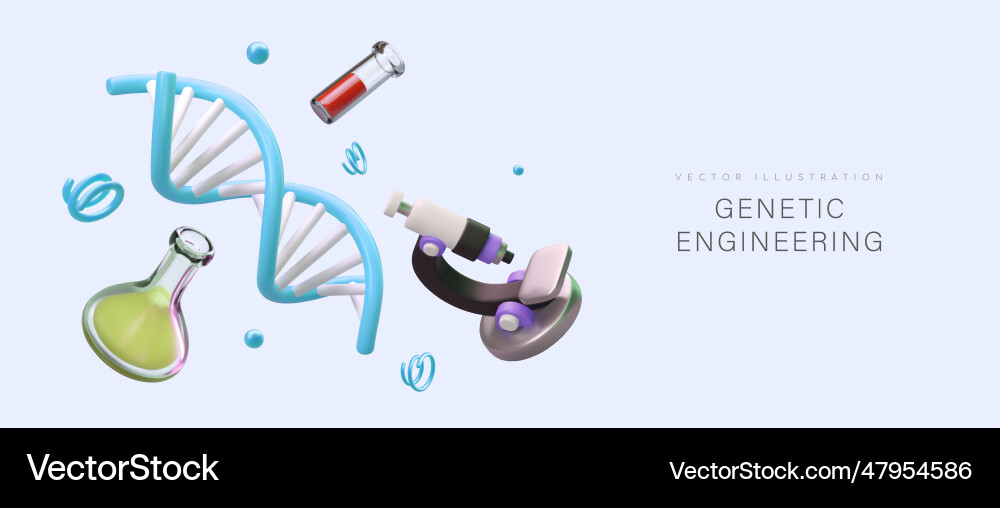 Realistic 3d dna structure different flask Realistic 3d dna structure different flask Vector Image