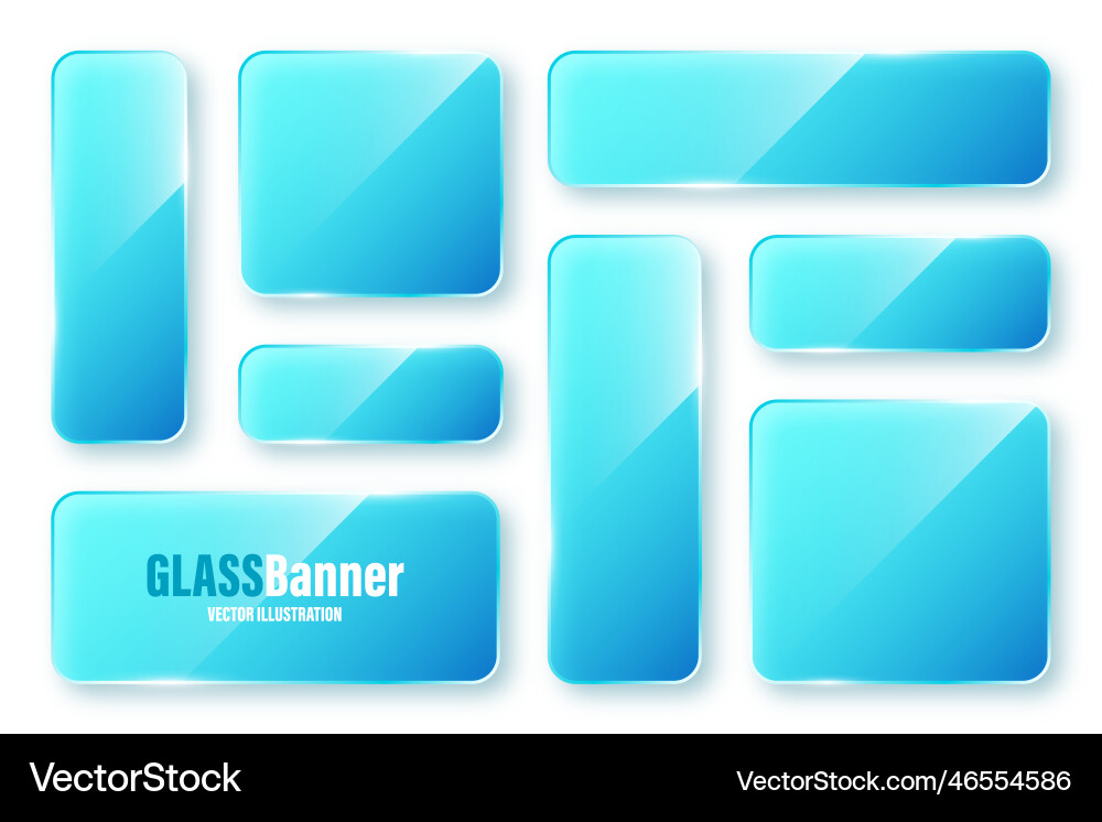 Realistic isolated glass frames collection blue Realistic isolated glass frames collection blue vector image